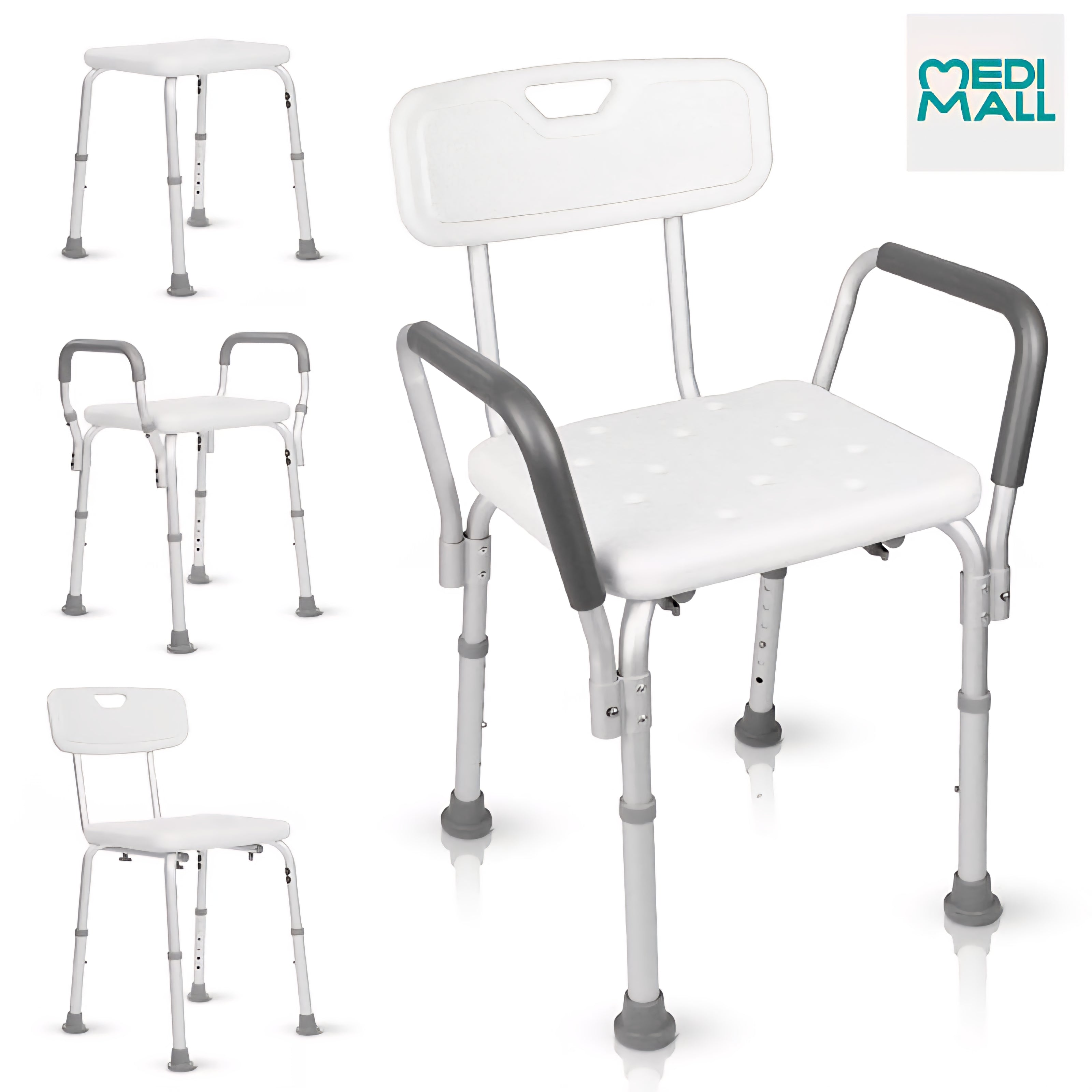 Shower Chair with Back and Armrest // كرسي استحمام مع مسند ظهر ويدين