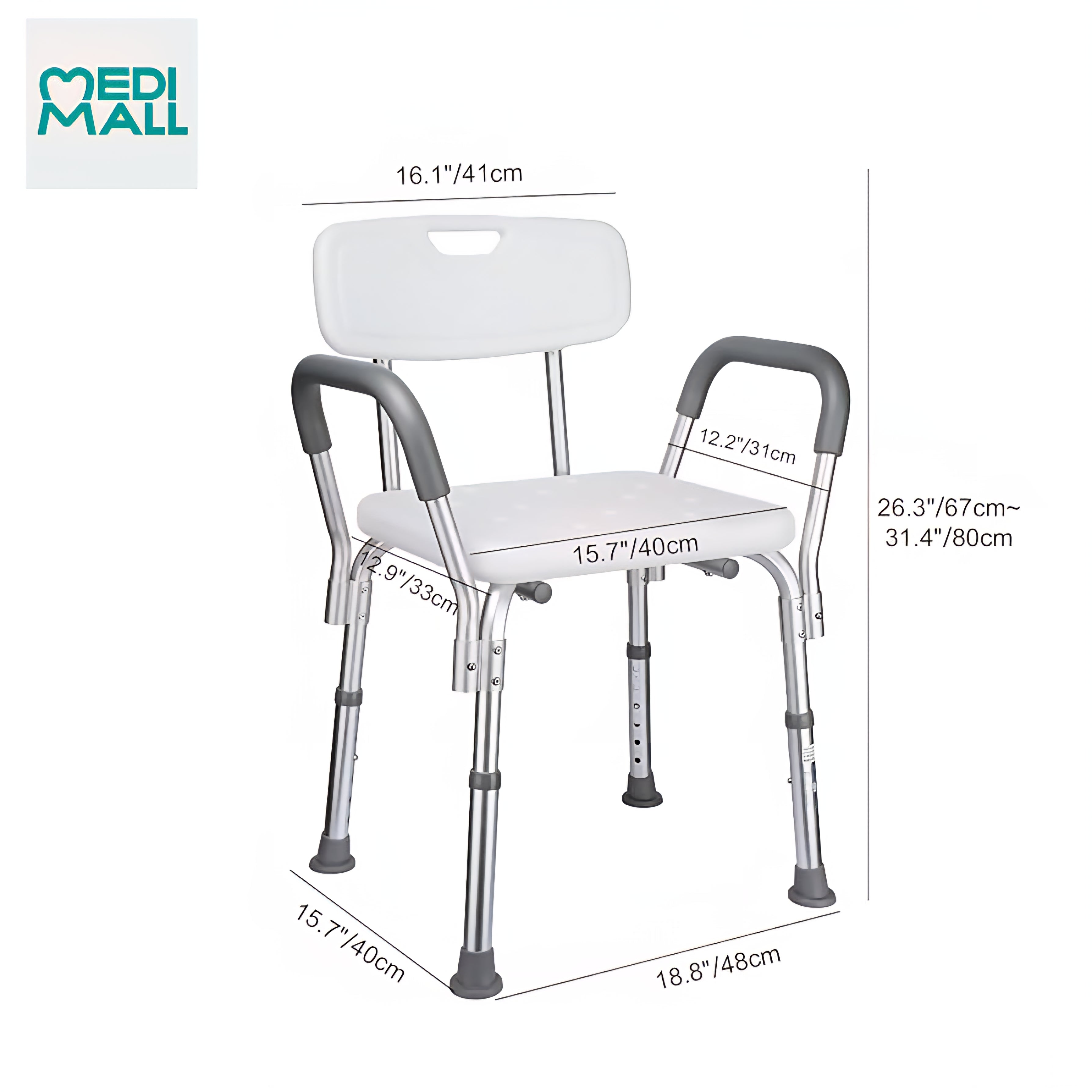Shower Chair with Back and Armrest // كرسي استحمام مع مسند ظهر ويدين