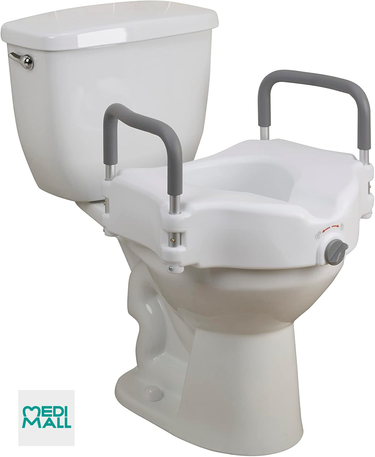 Raised Toilet Seat // مقعد مرحاض مرتفع مع مساند جانبية
