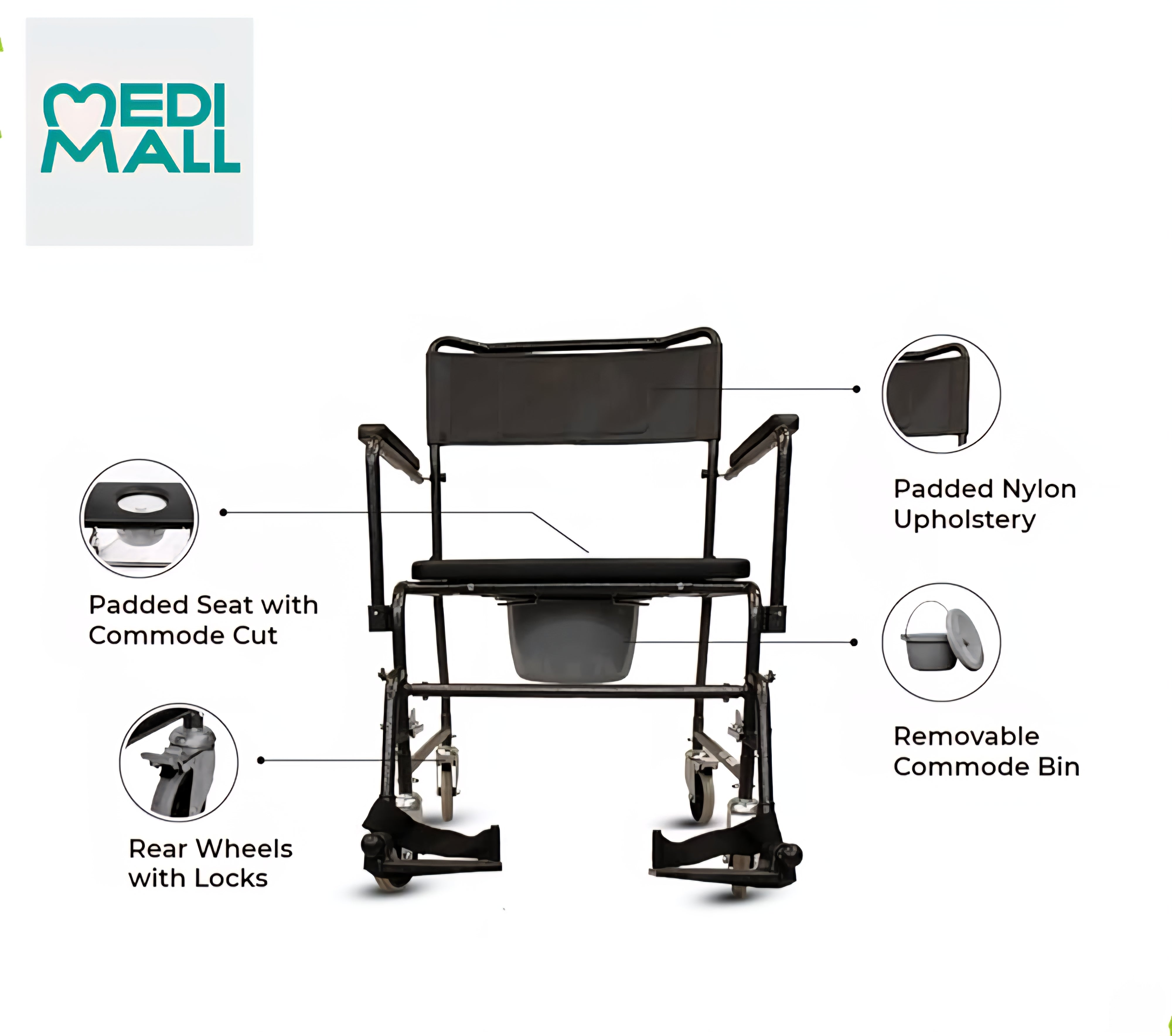 Overweight Commode Wheelchair ( 200 kg ) // كرسي المرحاض المتحرك للوزن الزائد