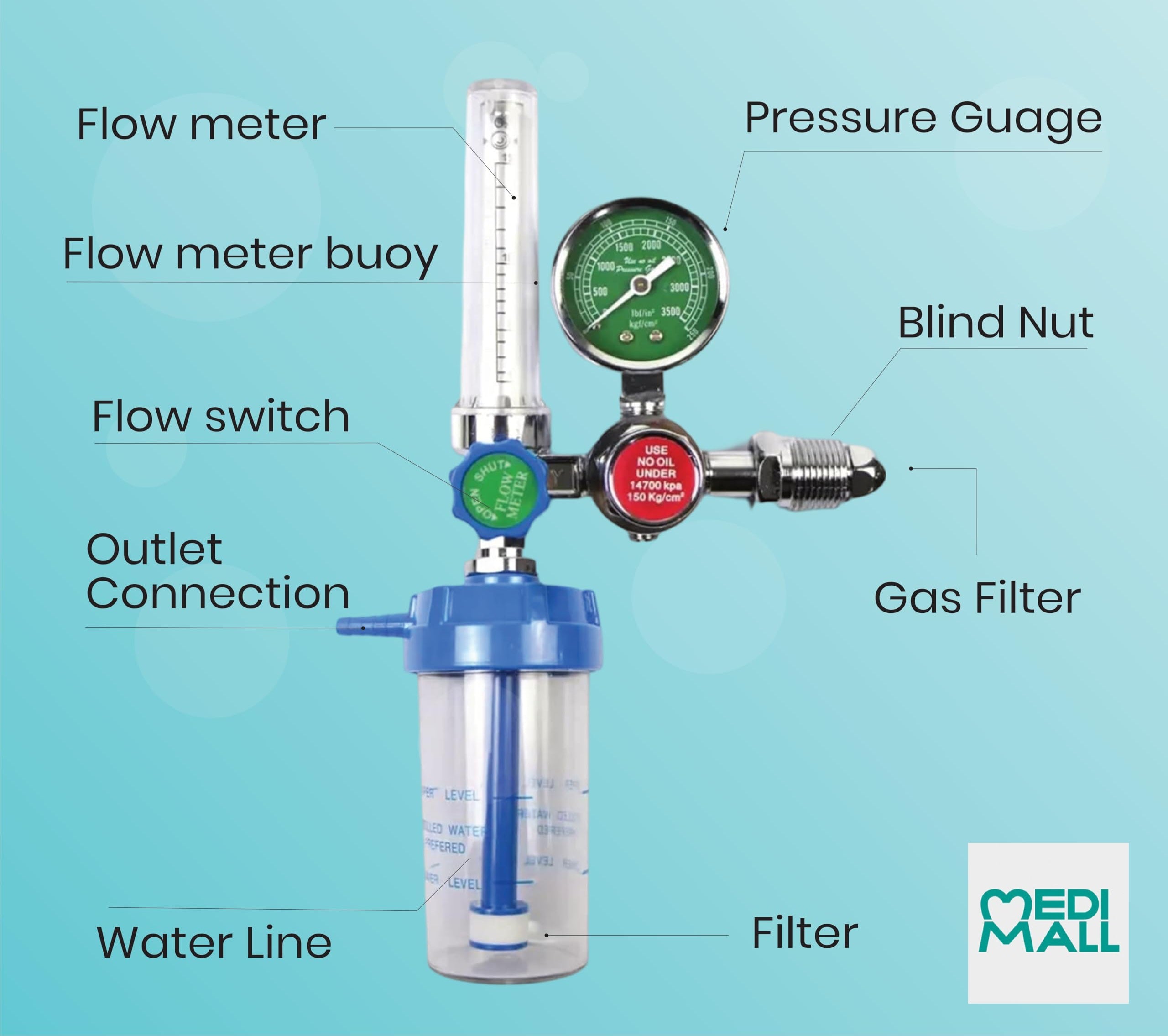 Oxygen Flow Meter regulator