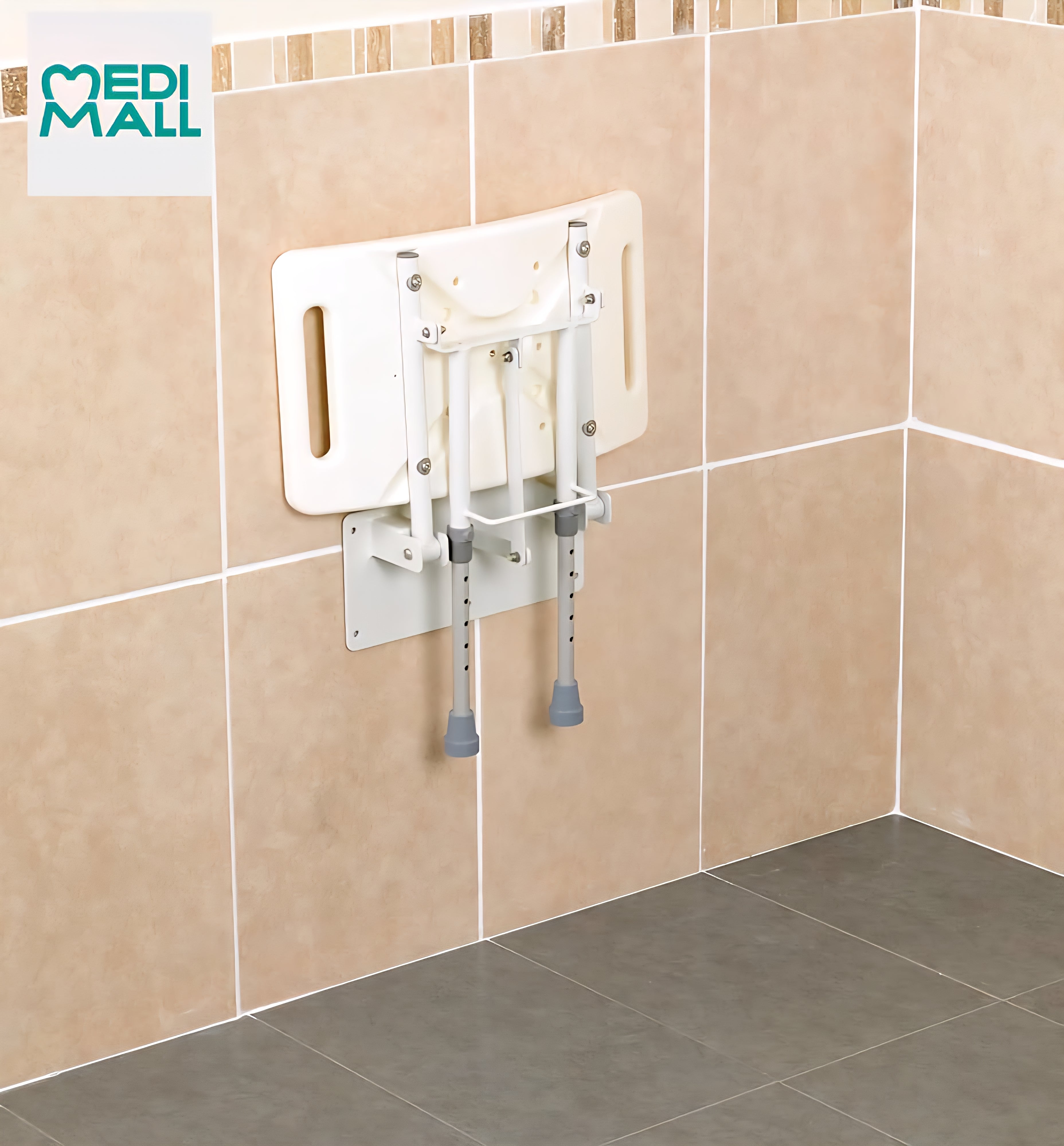 Wall-Mounted Shower Chair with Legs // كرسي جدار للأستحمام مع ارجل قابل للطي