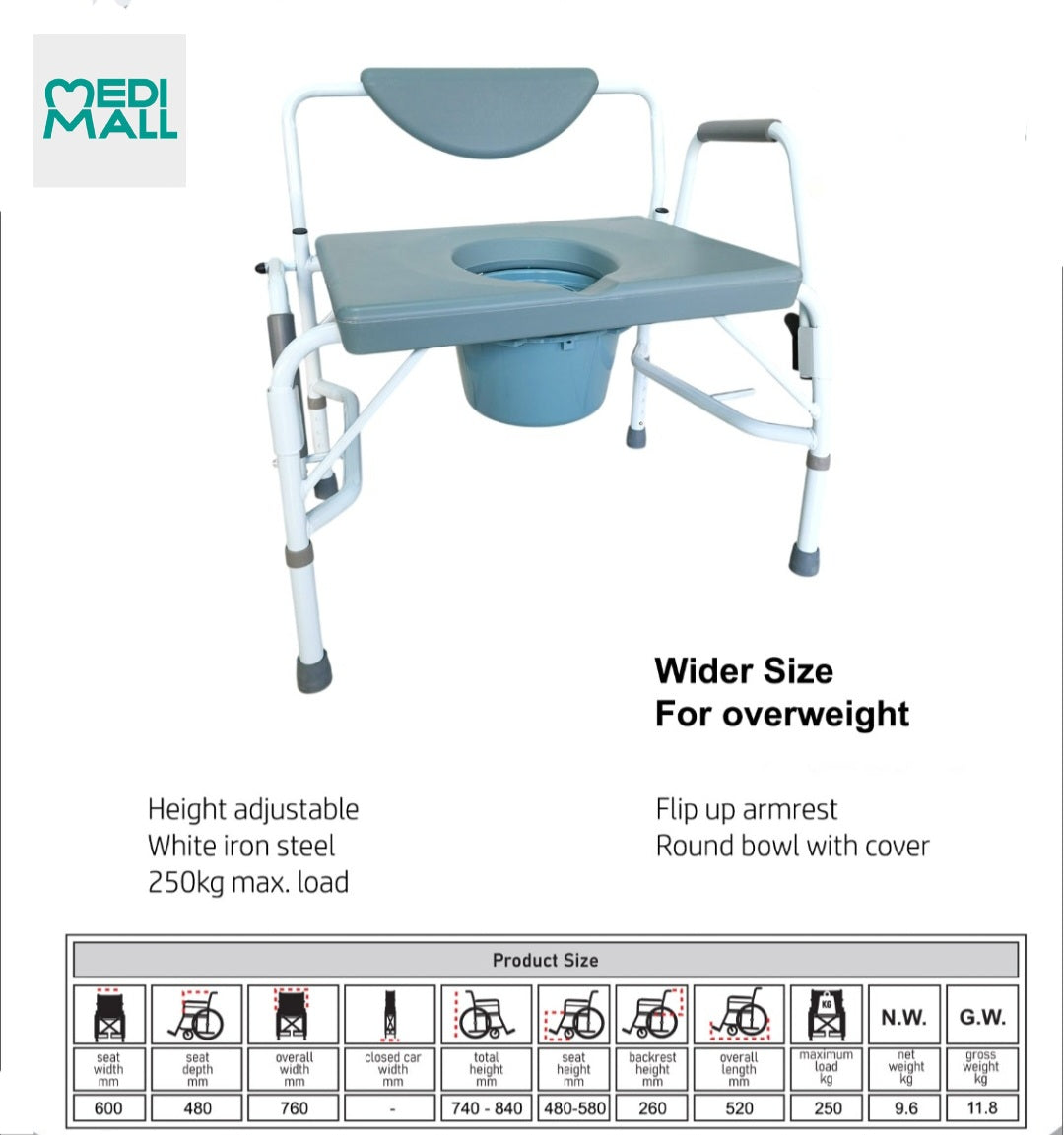 Over weight commode chair ( 250 kg )