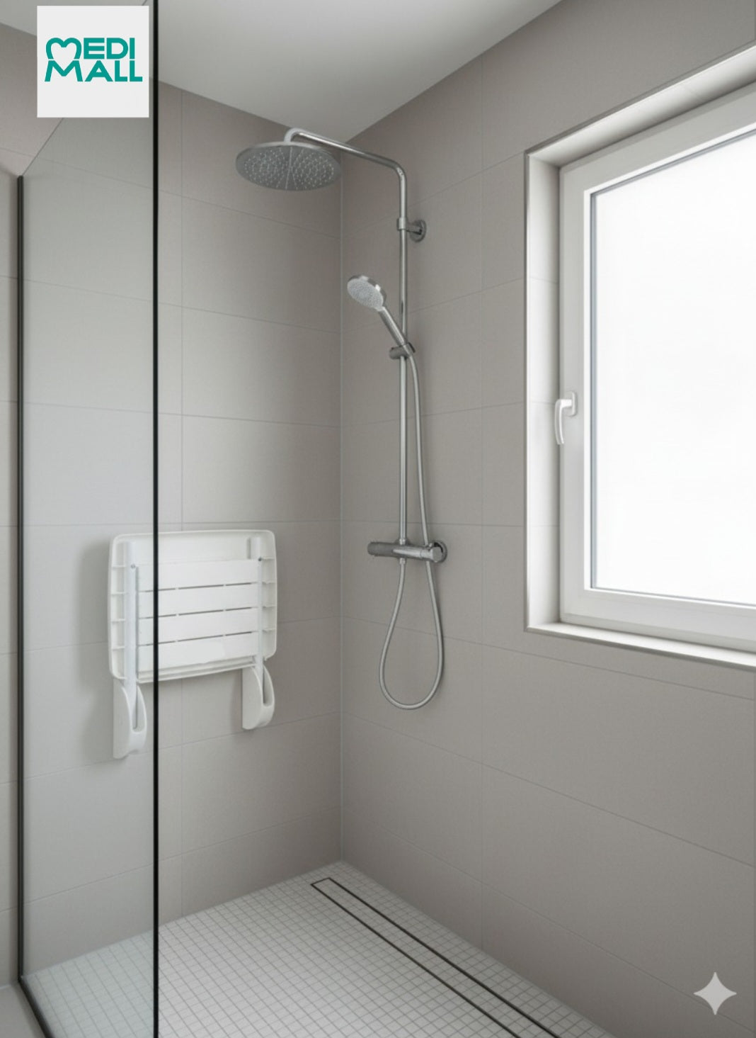 Wall-Mounted Shower Chair // كرسي جدار للأستحمام قابل للطي