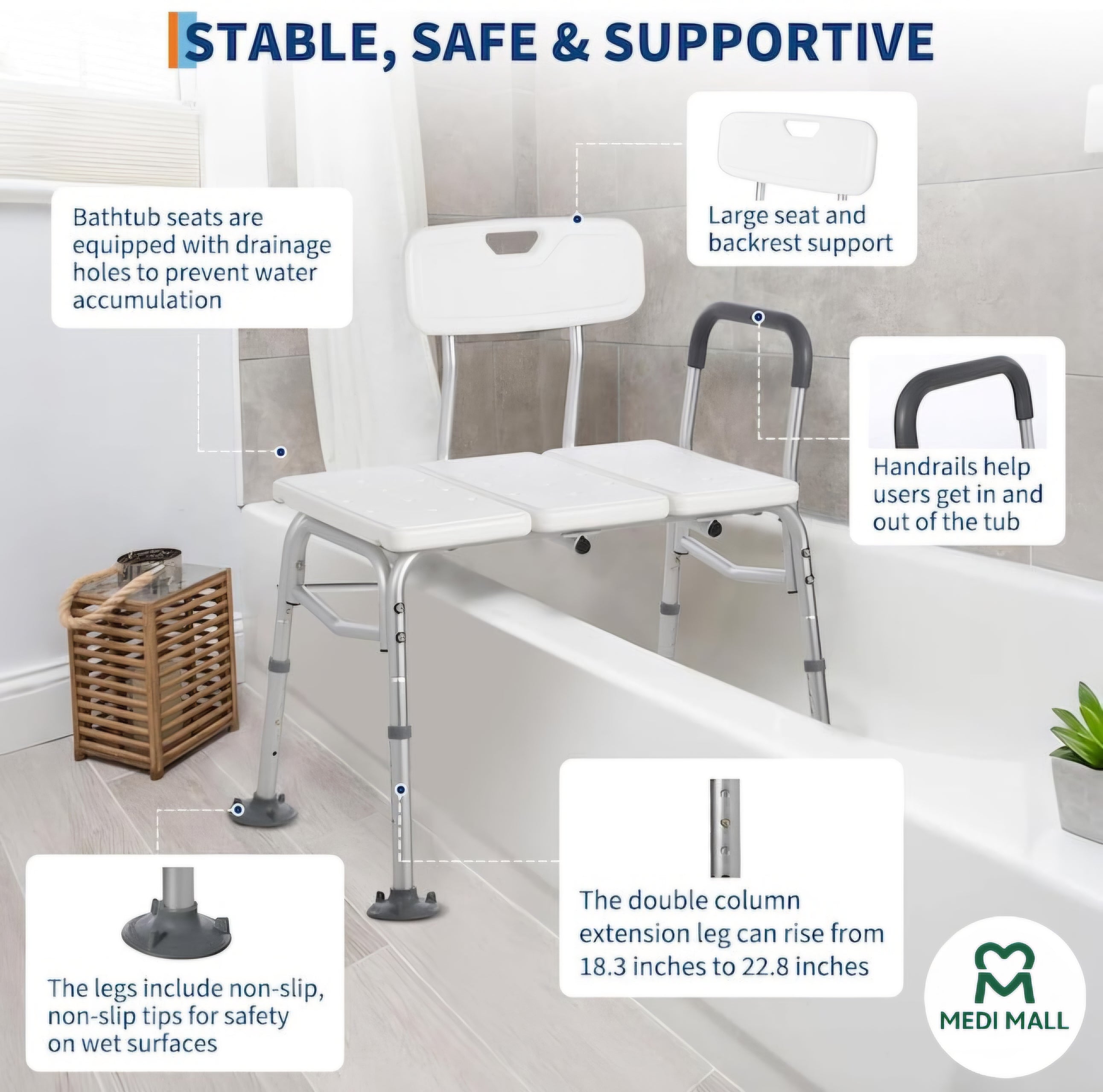 Bath Chair ■  كرسي استحمام طويل مع مسند
