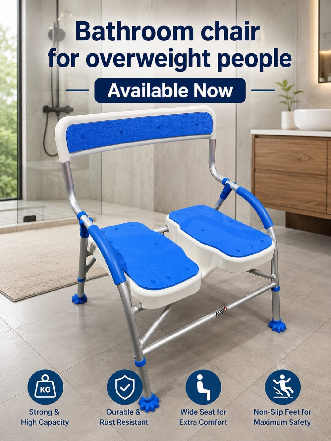 Soft Padded Shower Chair For Over Weight  ■  كرسي استحمام مبطن للأوزان الكبيرة