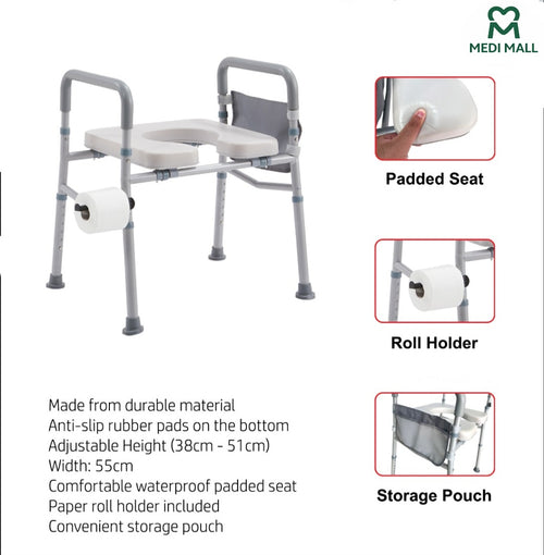 Adjustable Padded Foam Seat Raised Toilet ■   مقعد مرحاض مبطن قابل للتعديل